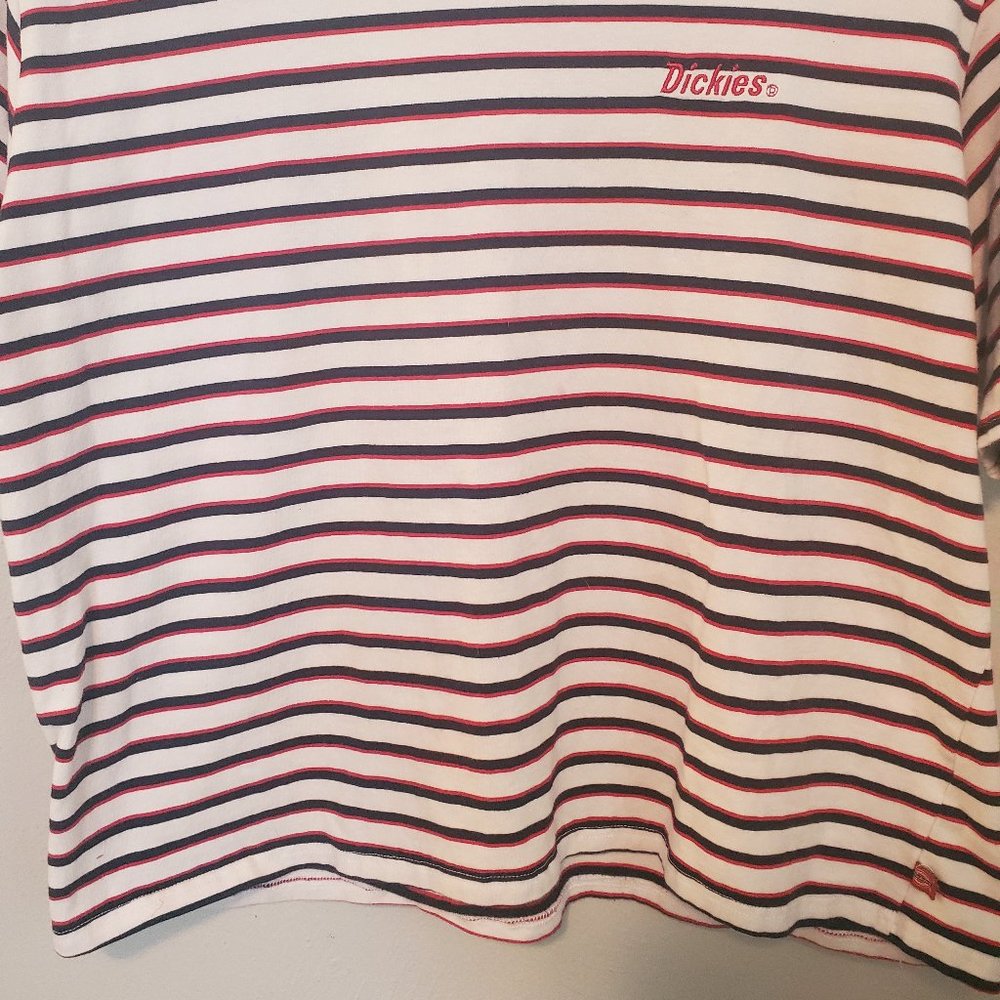 Dickies Women's Cropped Striped Tee Shirt Red, White, & Blue PLUS Size 1X - Picture 4 of 13
